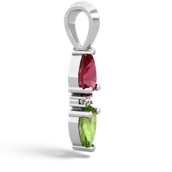 Lab Ruby Bowtie Drop 14K White Gold pendant P0865