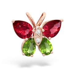 Lab Ruby Butterfly 14K Rose Gold pendant P2215