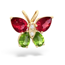 Lab Ruby Butterfly 14K Yellow Gold pendant P2215