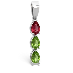 Lab Ruby Dew Drops 14K White Gold pendant P2251