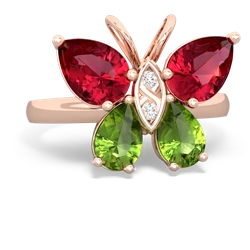 Lab Ruby Butterfly 14K Rose Gold ring R2215