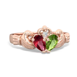 Lab Ruby 'Our Heart' Claddagh 14K Rose Gold ring R2388