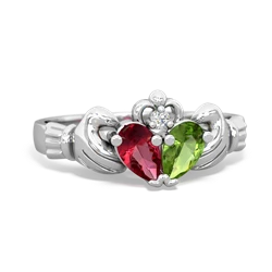 Lab Ruby 'Our Heart' Claddagh 14K White Gold ring R2388