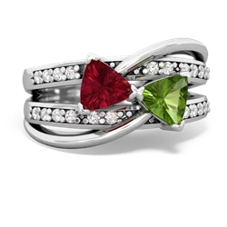 Lab Ruby Bowtie 14K White Gold ring R2360