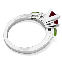 Lab Ruby 6Mm Princess Eternal Embrace Engagement 14K White Gold ring C2002