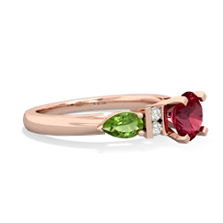 Lab Ruby 6Mm Round Eternal Embrace Engagement 14K Rose Gold ring R2005