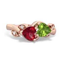 Lab Ruby Floral Elegance 14K Rose Gold ring R5790