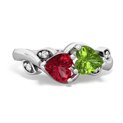 Lab Ruby Floral Elegance 14K White Gold ring R5790