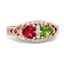 Lab Ruby Sparkling Celtic Knot 14K Rose Gold ring R2645