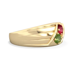 Lab Ruby Men's Streamline 14K Yellow Gold ring R0460