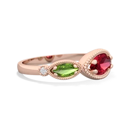 Lab Ruby Milgrain Marquise 14K Rose Gold ring R5700