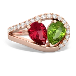 Lab Ruby Nestled Heart Keepsake 14K Rose Gold ring R5650