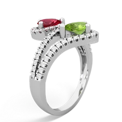 Lab Ruby Diamond Dazzler 14K White Gold ring R3000