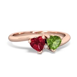 Lab Ruby Sweethearts 14K Rose Gold ring R5260