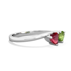 Lab Ruby Sweethearts 14K White Gold ring R5260