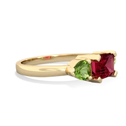 Lab Ruby Three Stone 14K Yellow Gold ring R5235