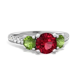 Lab Ruby Pave Trellis 14K White Gold ring R5500