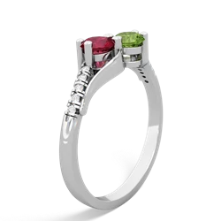 Lab Ruby Infinity Pave Two Stone 14K White Gold ring R5285