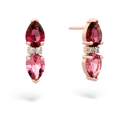 Lab Ruby Bowtie Drop 14K Rose Gold earrings E0865