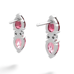 Lab Ruby Bowtie Drop 14K White Gold earrings E0865