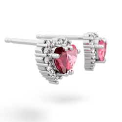 Lab Ruby Halo 14K White Gold earrings E7008