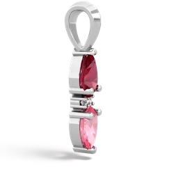 Lab Ruby Bowtie Drop 14K White Gold pendant P0865