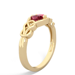 Lab Ruby Celtic Love Knot 14K Yellow Gold ring R5420