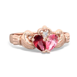 Lab Ruby 'Our Heart' Claddagh 14K Rose Gold ring R2388