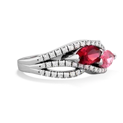 Lab Ruby Diamond Rivers 14K White Gold ring R3070