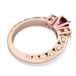 Lab Ruby Art Deco Eternal Embrace Engagement 14K Rose Gold ring C2003