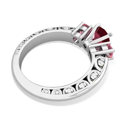 Lab Ruby Art Deco Eternal Embrace Engagement 14K White Gold ring C2003