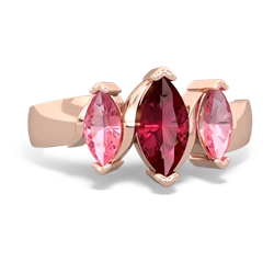 Lab Ruby Three Peeks 14K Rose Gold ring R2433