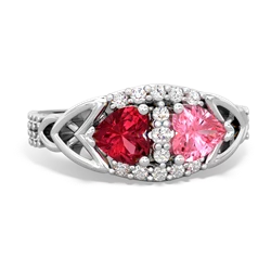 Lab Ruby Sparkling Celtic Knot 14K White Gold ring R2645