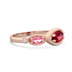 Lab Ruby Milgrain Marquise 14K Rose Gold ring R5700