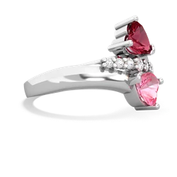 Lab Ruby Heart To Heart 14K White Gold ring R2064