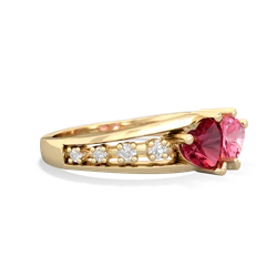 Lab Ruby Heart To Heart 14K Yellow Gold ring R3342