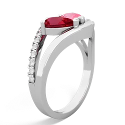 Lab Ruby Nestled Heart Keepsake 14K White Gold ring R5650