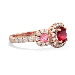 Lab Ruby Regal Halo 14K Rose Gold ring R5350