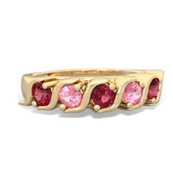 Lab Ruby Anniversary Band 14K Yellow Gold ring R2089