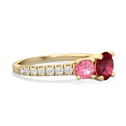 Lab Ruby Pave Trellis 14K Yellow Gold ring R5500