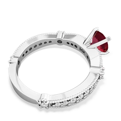 Lab Ruby Sparkling Tiara 6Mm Round 14K White Gold ring R26296RD