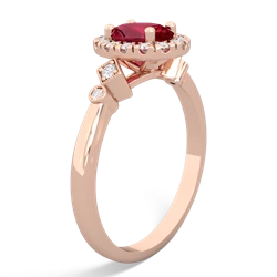 Lab Ruby Antique-Style Halo 14K Rose Gold ring R5720