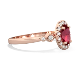 Lab Ruby Antique-Style Halo 14K Rose Gold ring R5720