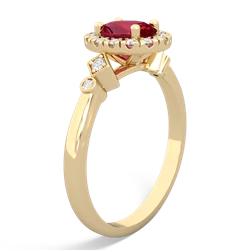 Lab Ruby Antique-Style Halo 14K Yellow Gold ring R5720