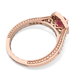 Lab Ruby Art-Deco Starburst 14K Rose Gold ring R5520