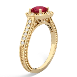 Lab Ruby Art-Deco Starburst 14K Yellow Gold ring R5520