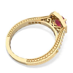 Lab Ruby Art-Deco Starburst 14K Yellow Gold ring R5520