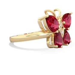 Lab Ruby Butterfly 14K Yellow Gold ring R2215