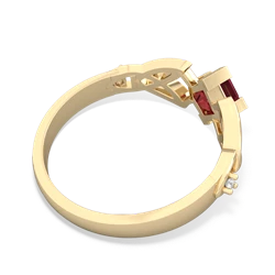 Lab Ruby Celtic Knot Princess 14K Yellow Gold ring R3349