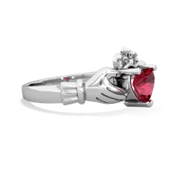 Lab Ruby Claddagh 14K White Gold ring R2370